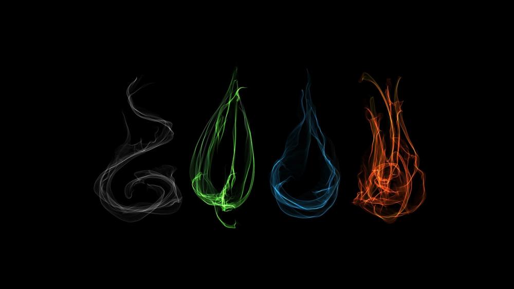 Vibrant Smoke Swirls in Black Background Wall Art wallpaper