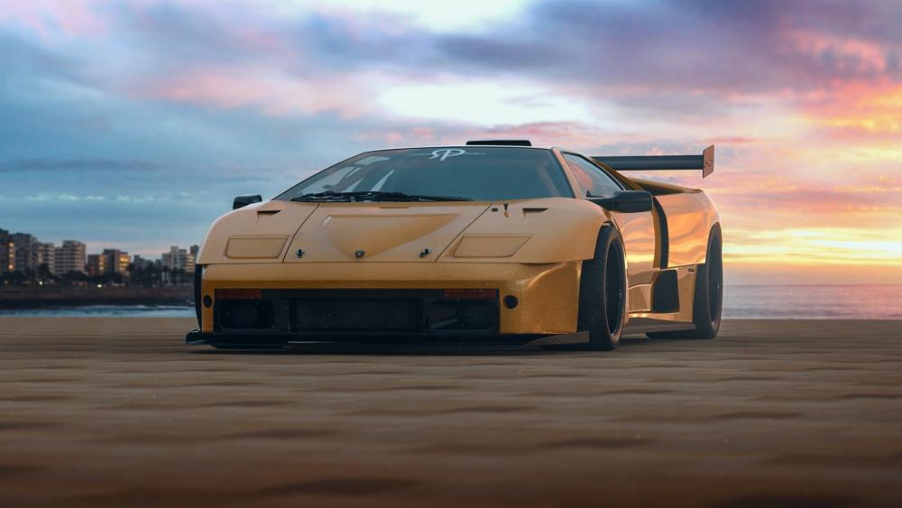 Classic Supercar Sunset Dreams wallpaper