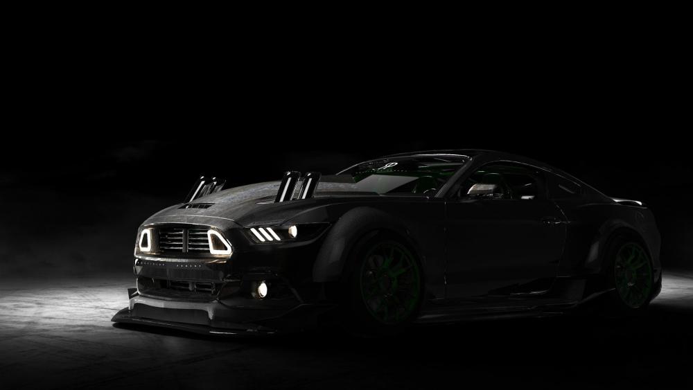 Sleek Black Sports Car in Shadows wallpaper
