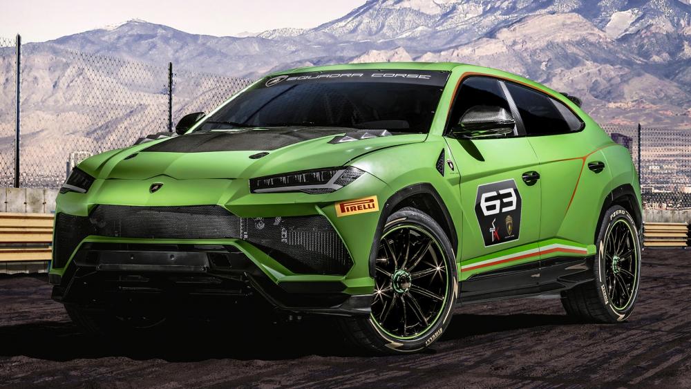 Fierce Lamborghini SUV in Striking Green Design wallpaper