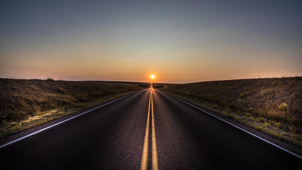 Endless Journey Towards the Setting Sun wallpaper