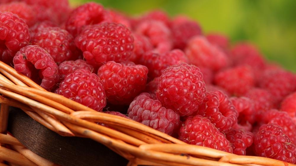 Fresh Raspberries in a Basket wallpaper