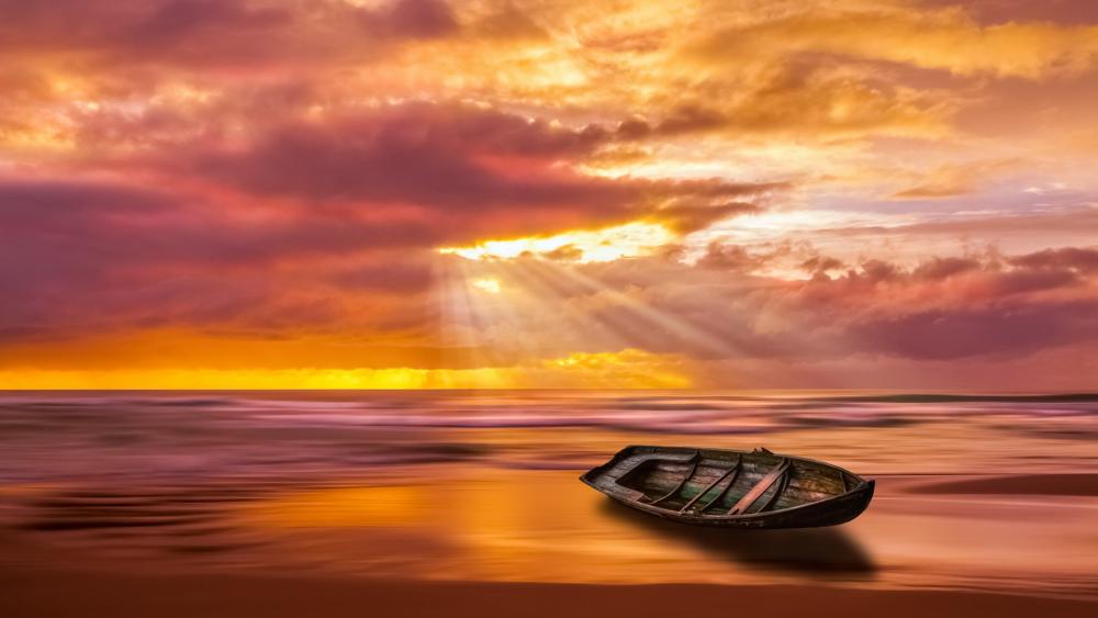 Serenity at Dusk on the Shoreline wallpaper