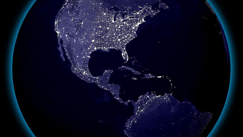 Western Hemisphere's City Lights at Night wallpaper