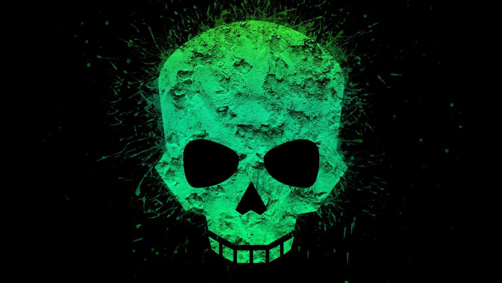 Green neon skull wallpaper