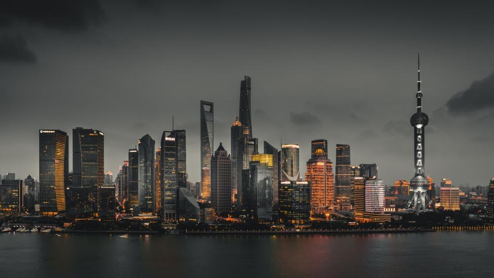 Shanghai at evening wallpaper