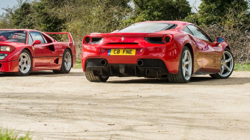 Stunning Red Ferrari Duo in Nature's Embrace wallpaper