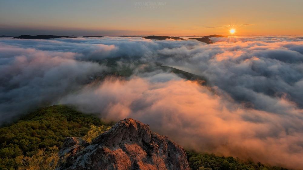 Majestic Sunrise Above the Clouds wallpaper