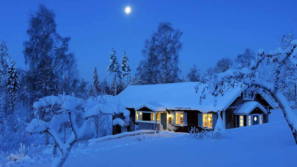 Winter Serenity in a Snowy Landscape wallpaper