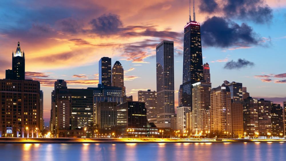 Stunning City Skyline at Dusk wallpaper