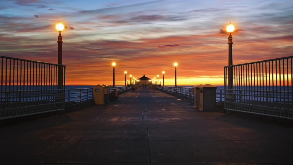 Serene Sunset at the Pier wallpaper