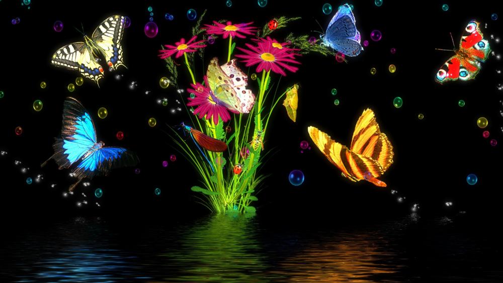 Glowing butterflies wallpaper