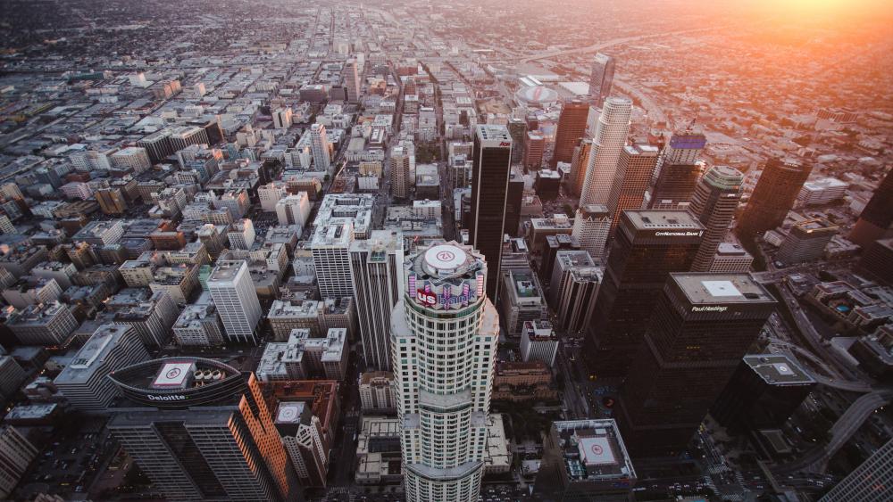 Downtown Los Angeles Evening Cityscape wallpaper