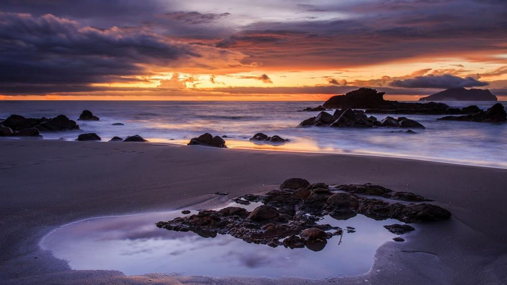 Peaceful Sunset by the Beach wallpaper