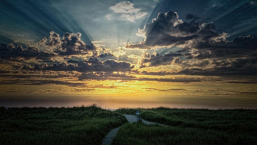 Majestic Sunset Over Serene Landscape wallpaper