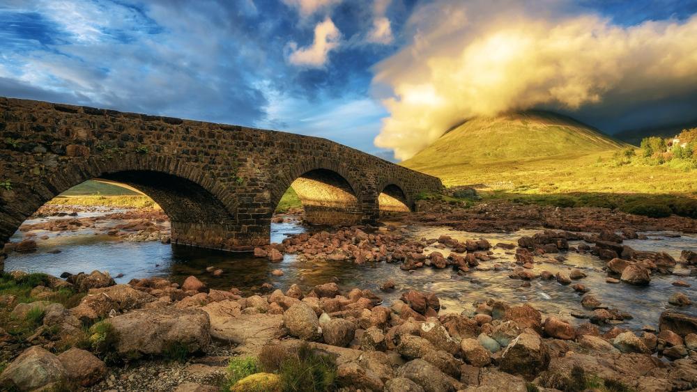 Majestic Bridge Surrounded by Nature's Beauty wallpaper