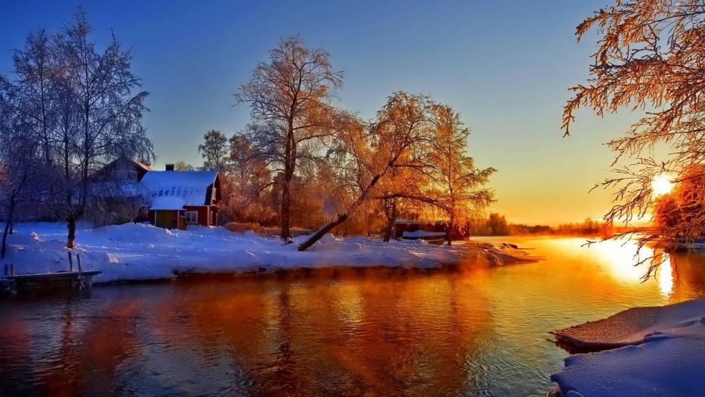 Winter Serenity at Twilight wallpaper
