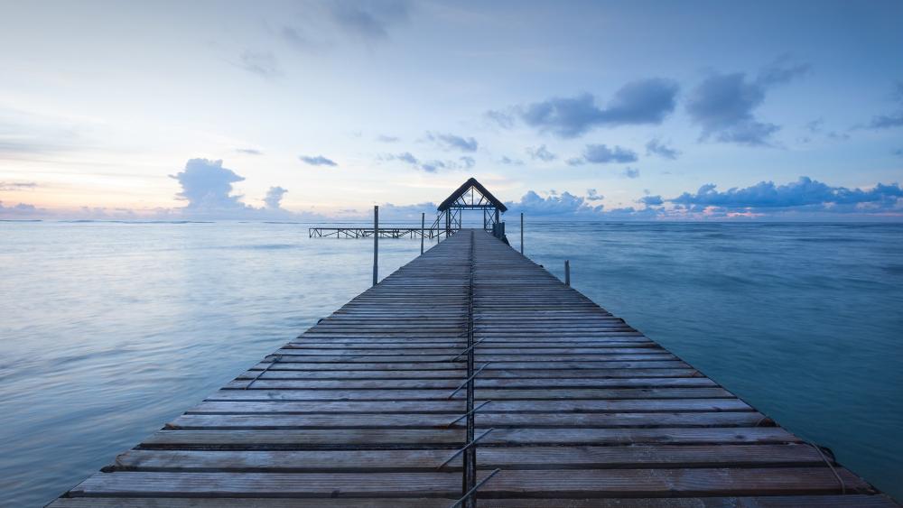 Serene Ocean Pier at Dusk wallpaper