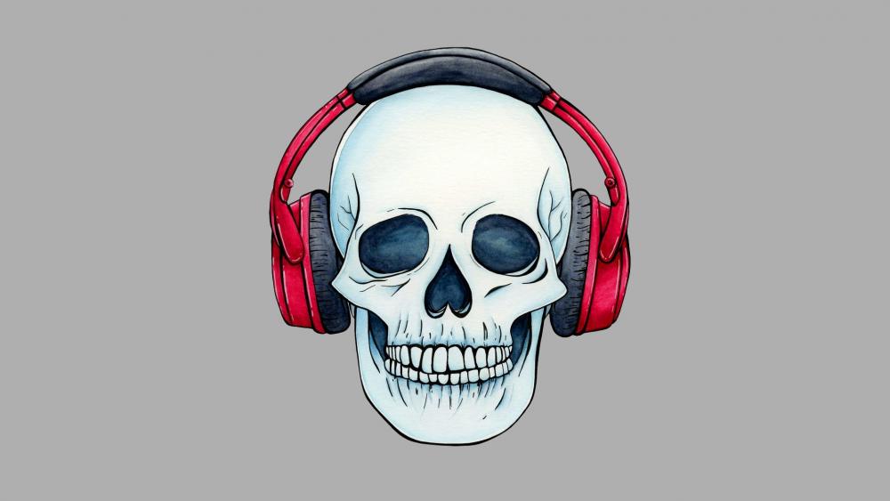 Rocking Skull with Headphones wallpaper