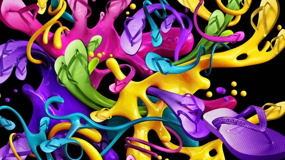 Colorful flip flops wallpaper