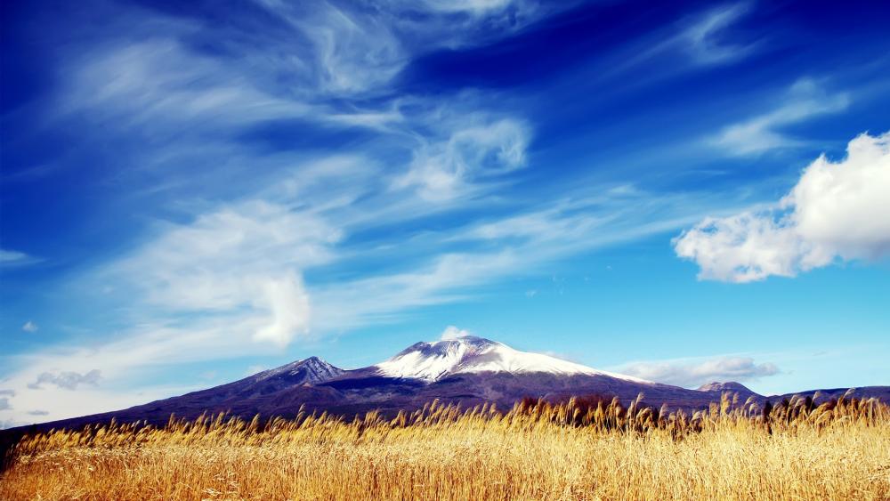 Majestic Mountain Under Blue Skies wallpaper