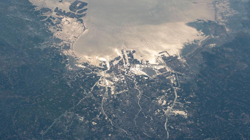 Tianjin, China from the International Space Station wallpaper