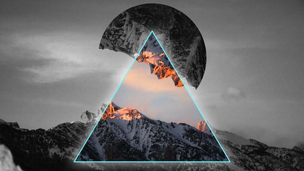 Abstract Mountain Peaks with Geometric Shapes wallpaper
