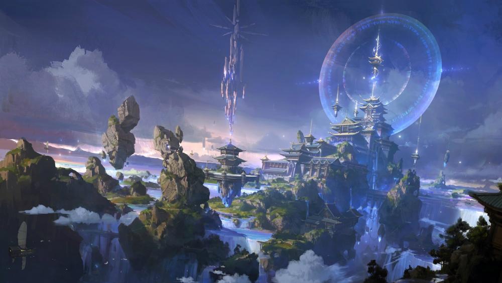 Majestic Floating City in a Dreamscape wallpaper