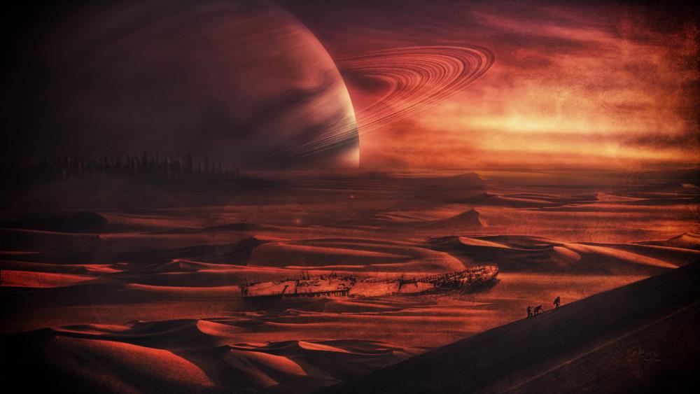 Futuristic red planet wallpaper