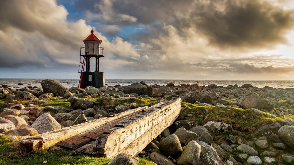 Coastal Serenity with a Lighthouse Beauty wallpaper