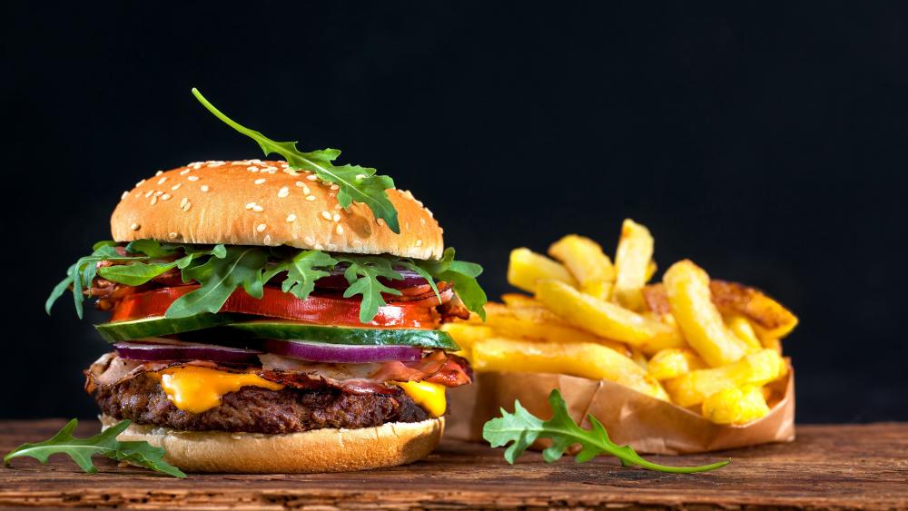 Hamburger and french fries wallpaper