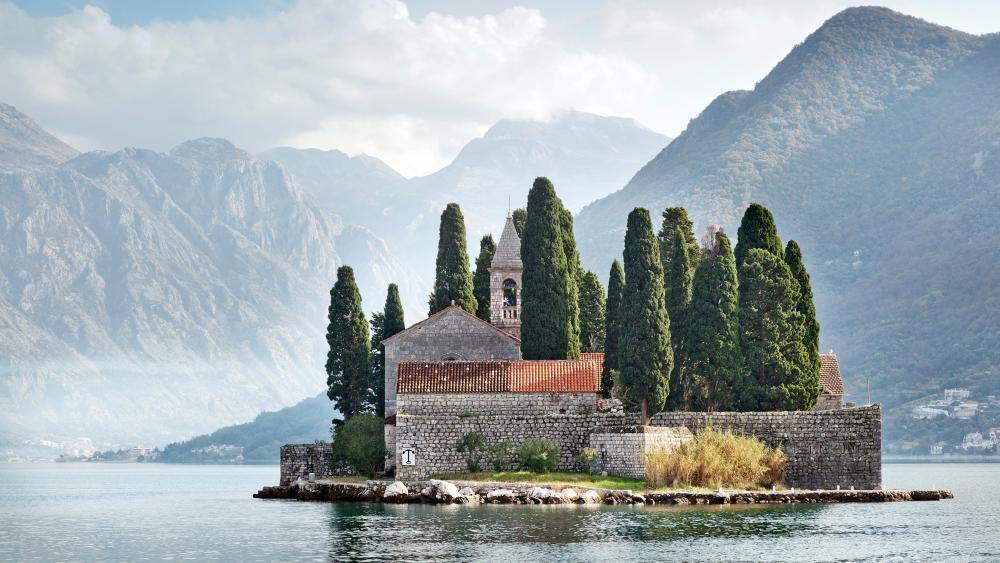 Serene Island with Ancient Church in Montenegro wallpaper