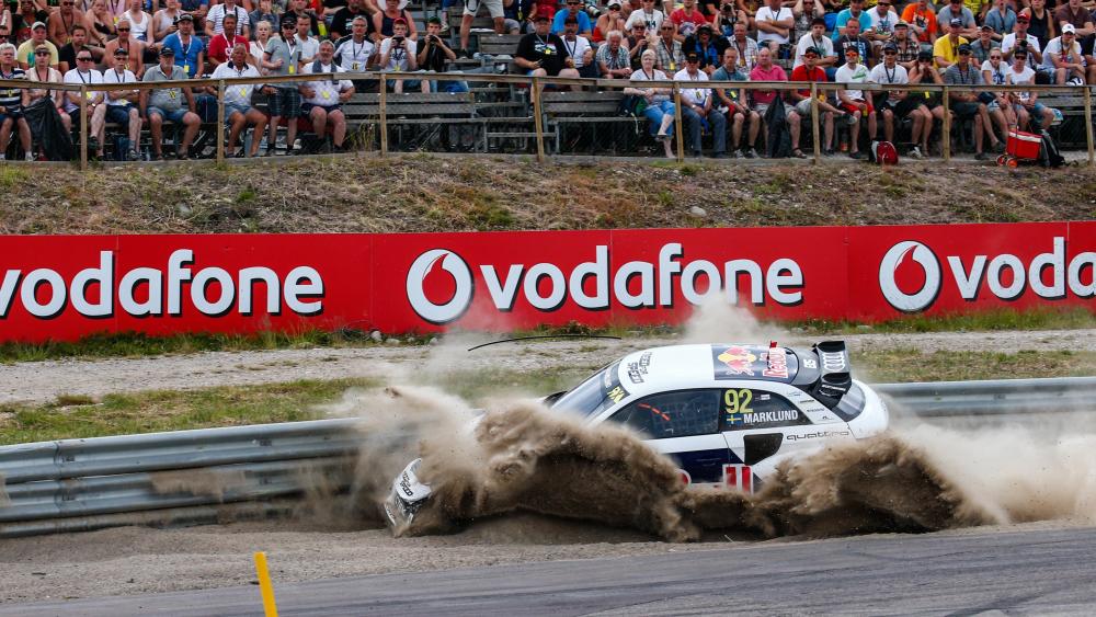 Anton Marklund Crashing his Audi S1 at the 2015 World RX of Sweden wallpaper