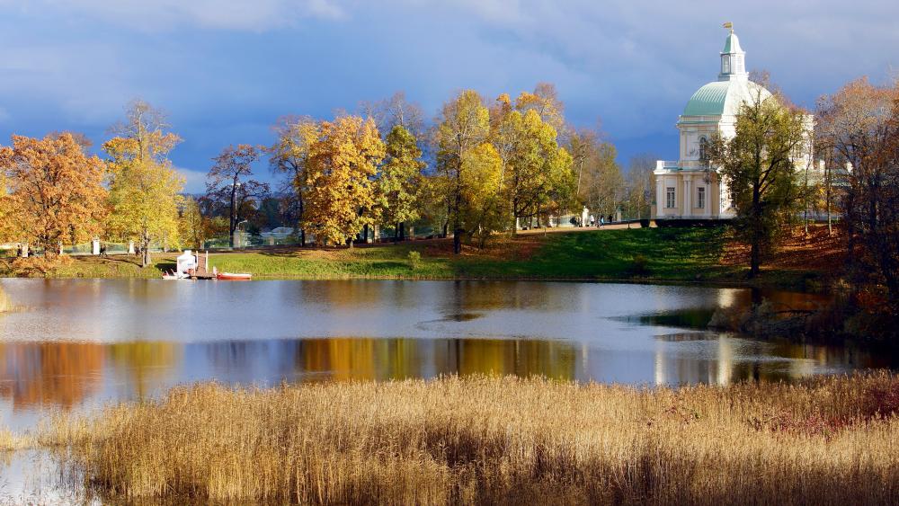 Autumn Serenity by the Lake wallpaper