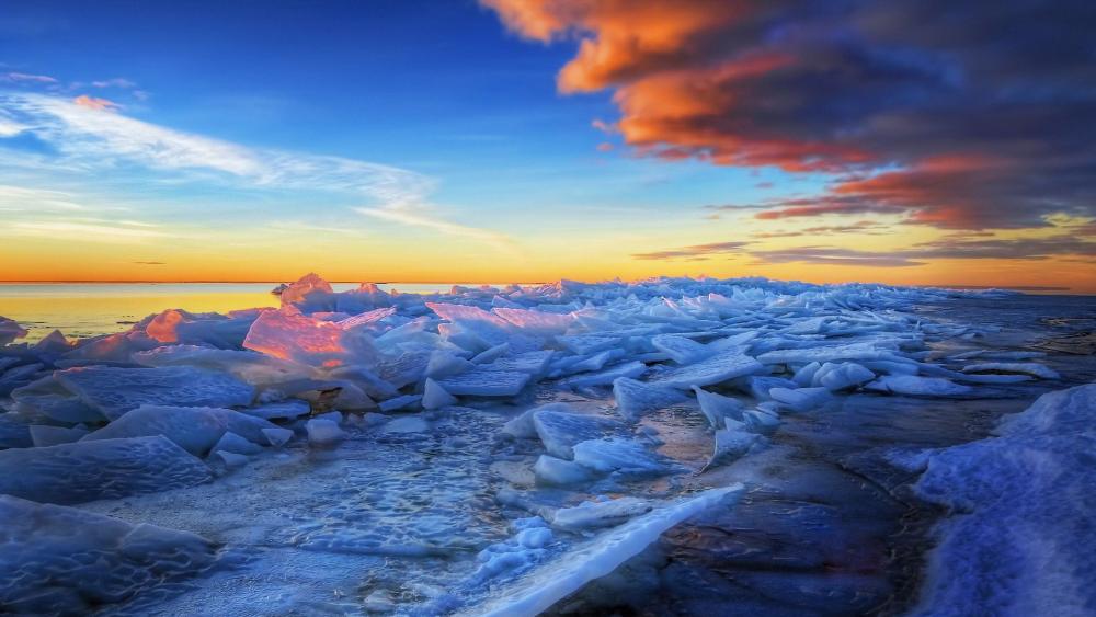 Frozen Serenity at Dusk wallpaper