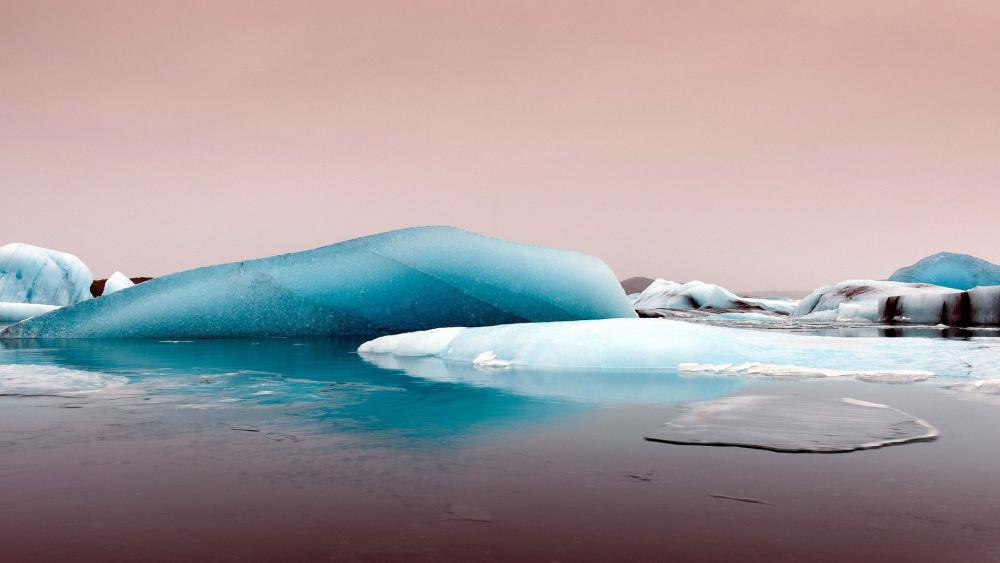 Frozen Serenity in Glacial Waters wallpaper