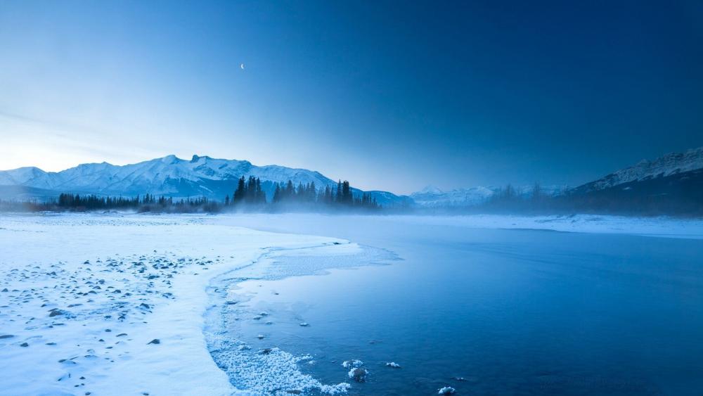 Winter Serenity in a Smoky Landscape wallpaper