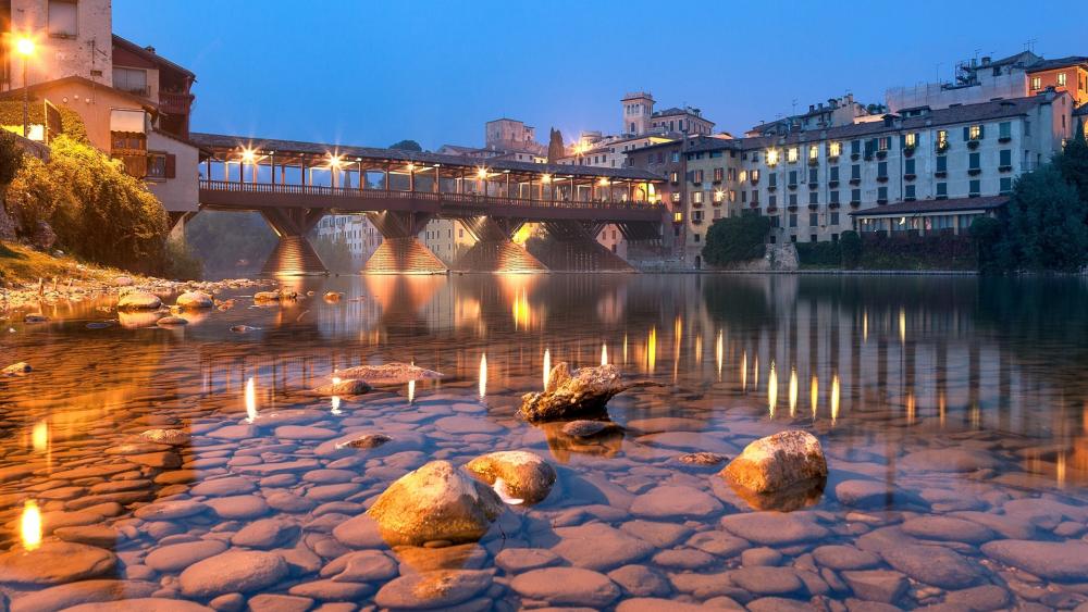Serene Cityscape at Dusk wallpaper
