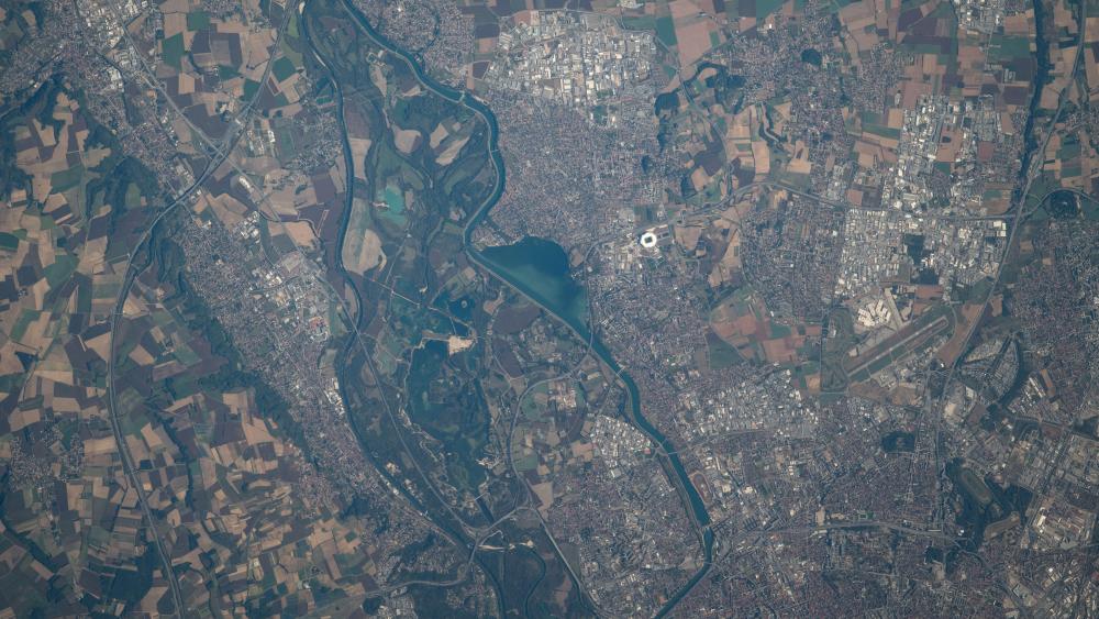 ISS View of Lyon in France wallpaper