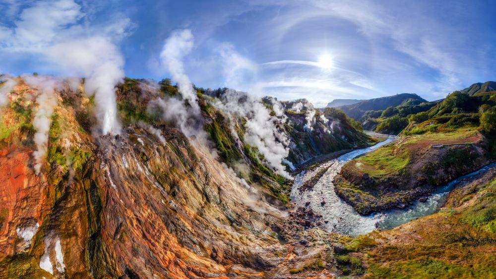 Majestic Volcanic Landscape in Nature's Glory wallpaper