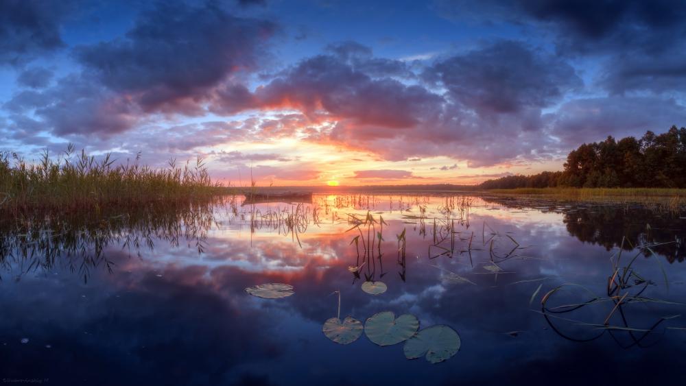 Serene Sunset Over Tranquil Waters wallpaper