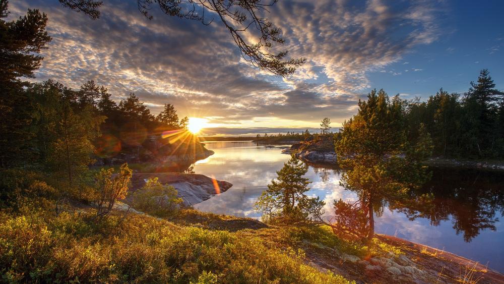 Serene Sunset Over Tranquil Waters wallpaper