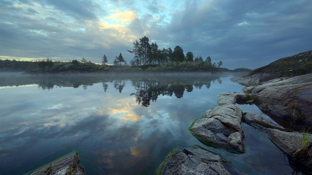 Tranquil Reflections in Nature's Embrace wallpaper