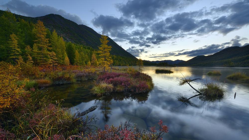 Tranquil Autumn Reflections in Nature's Embrace wallpaper