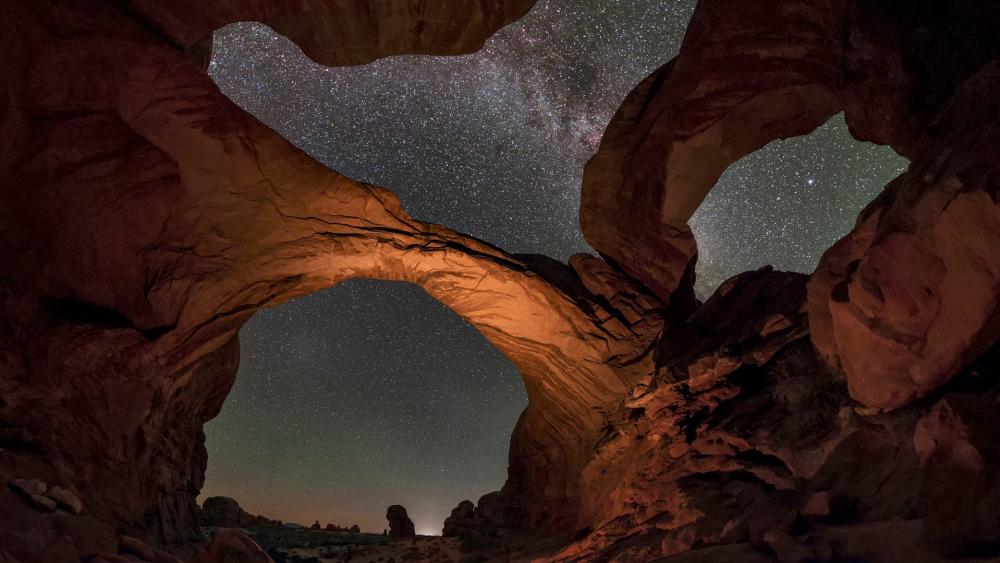 Majestic Night Under Rock Arches wallpaper