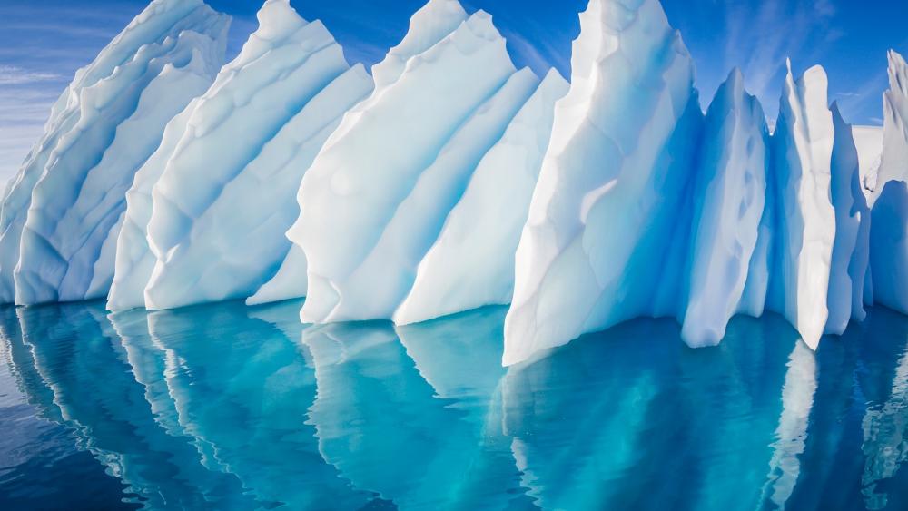 Majestic Icebergs Reflecting in Serene Waters wallpaper