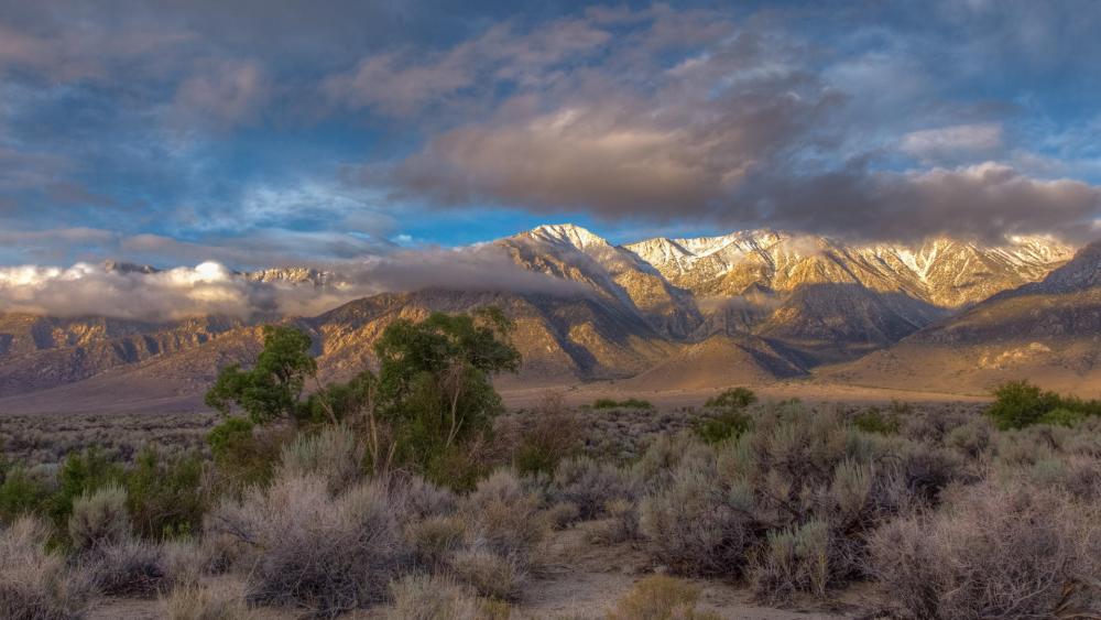 Majestic Mountain Landscape at Dusk wallpaper
