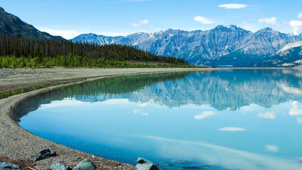Serene Reflection of Mountains on Tranquil Water wallpaper