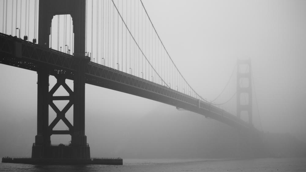 Golden Gate Bridge black and white photo wallpaper