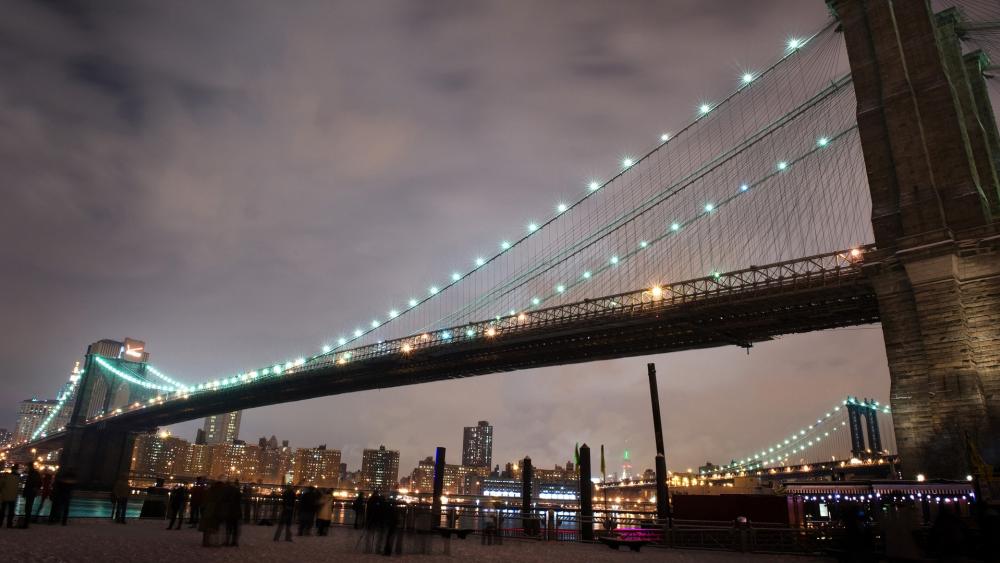 Stunning Night View of a City Bridge wallpaper